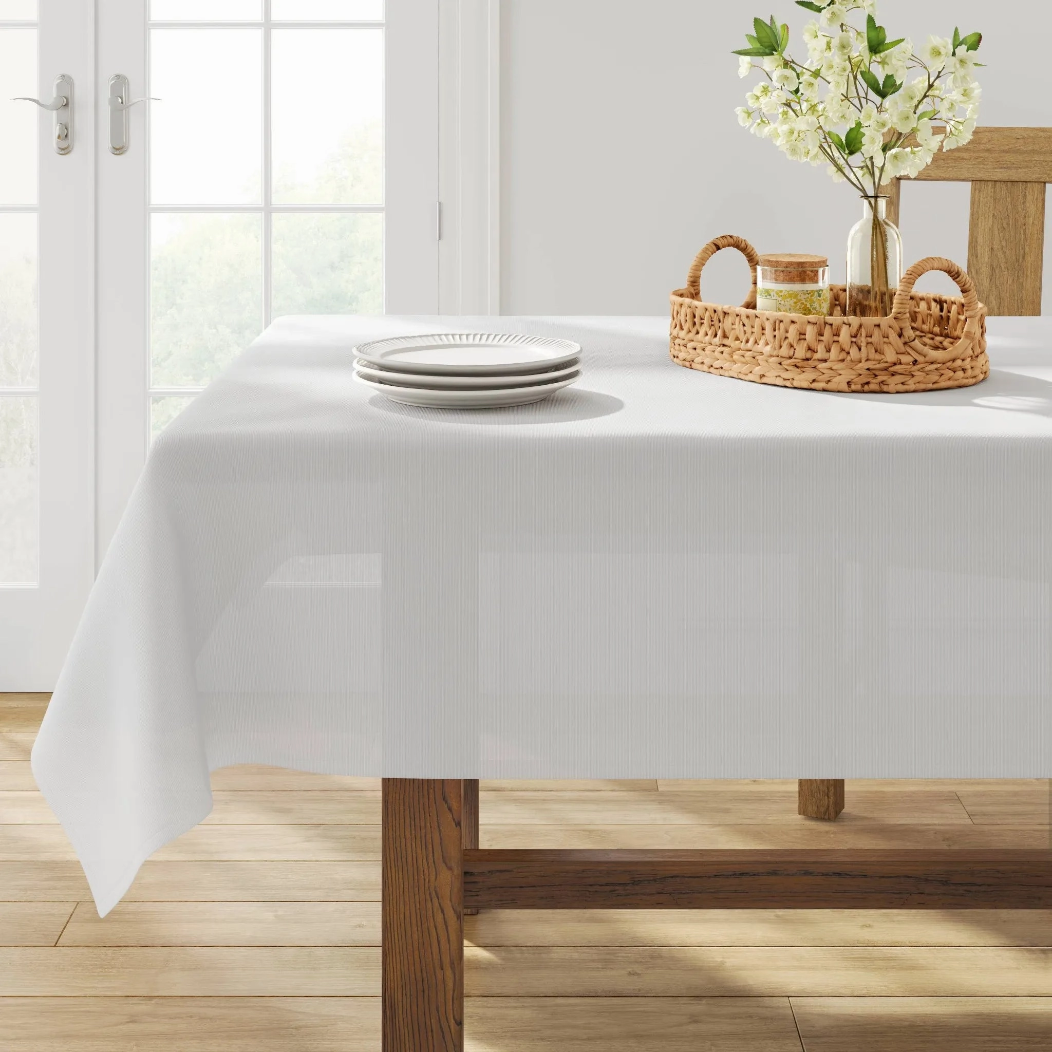 104" x 60" Solid Tablecloth White
