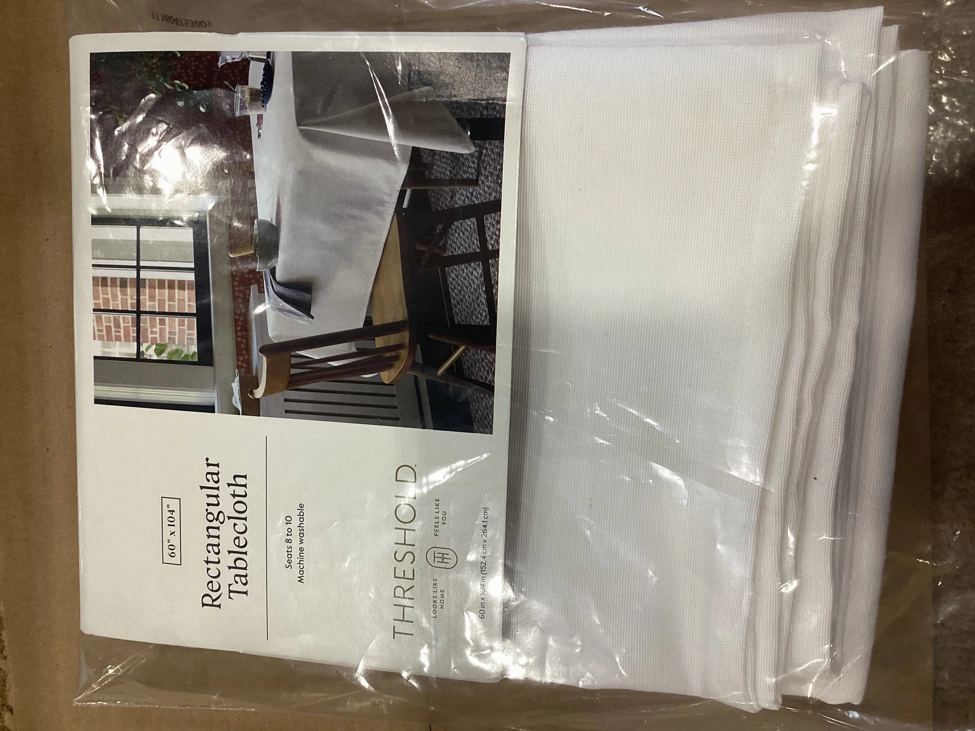 104" x 60" Solid Tablecloth White