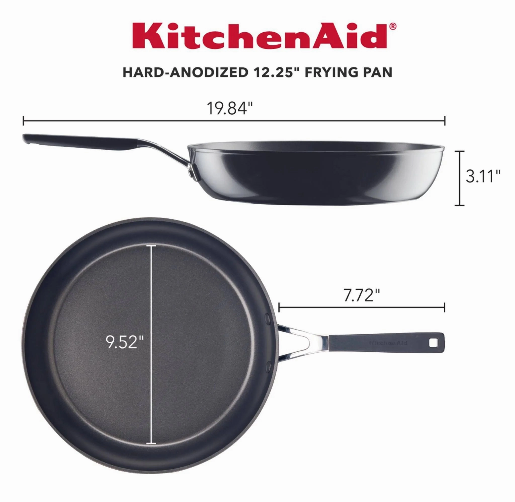 12.25" Hard Anodized Nonstick Skillet Black: Oven-Safe Cooking Pan, Silicone Handle, Gas & Electric Compatible (Se Description)