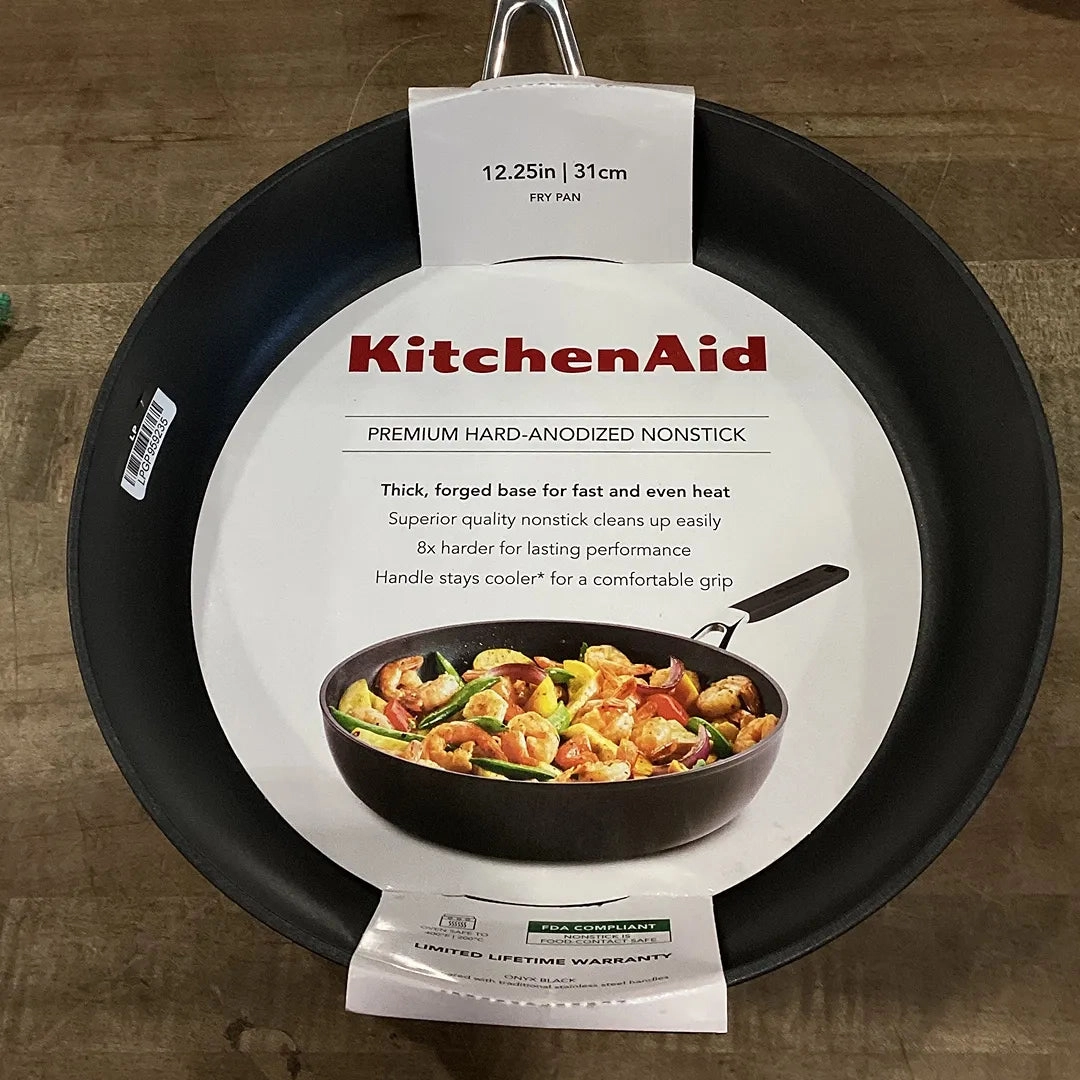 12.25" Hard Anodized Nonstick Skillet Black: Oven-Safe Cooking Pan, Silicone Handle, Gas & Electric Compatible (Se Description)