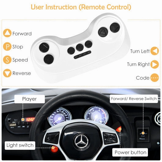 12V Electric Kids Ride on Car With Remote Control-Black
