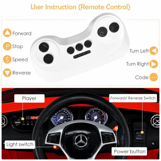 12V Electric Kids Ride on Car With Remote Control-Red