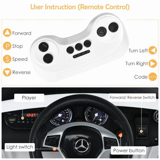 12V Electric Kids Ride on Car With Remote Control-White