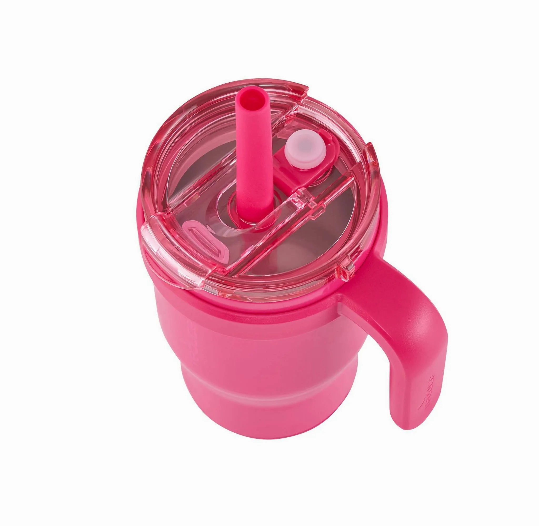 14oz 2pk Coldee Kids Mugs with Spill-Proof Straw Paradise Pink and Poppy Pink