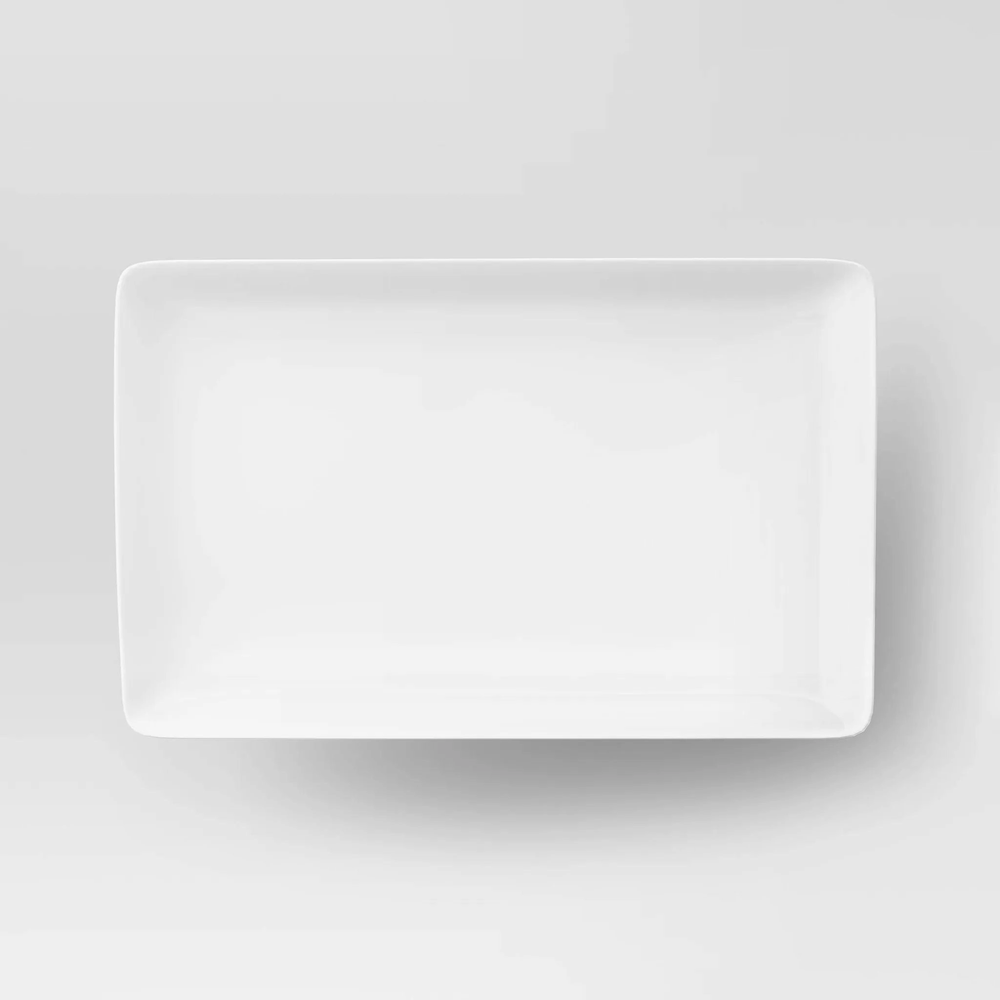 15.25" x 9.62" Porcelain Rectangular Platter - White