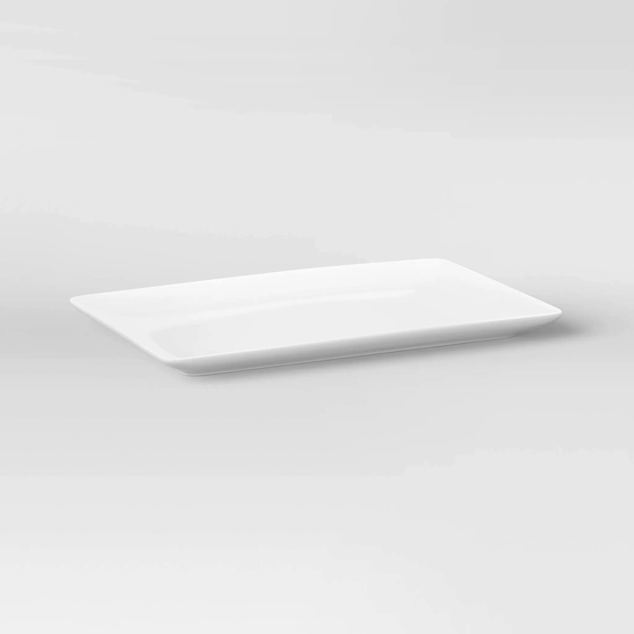 15.25" x 9.62" Porcelain Rectangular Platter - White