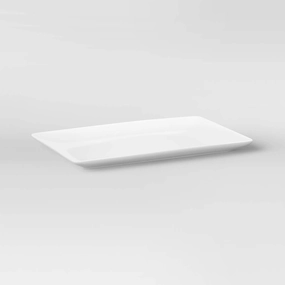 15.25" x 9.62" Porcelain Rectangular Platter - White