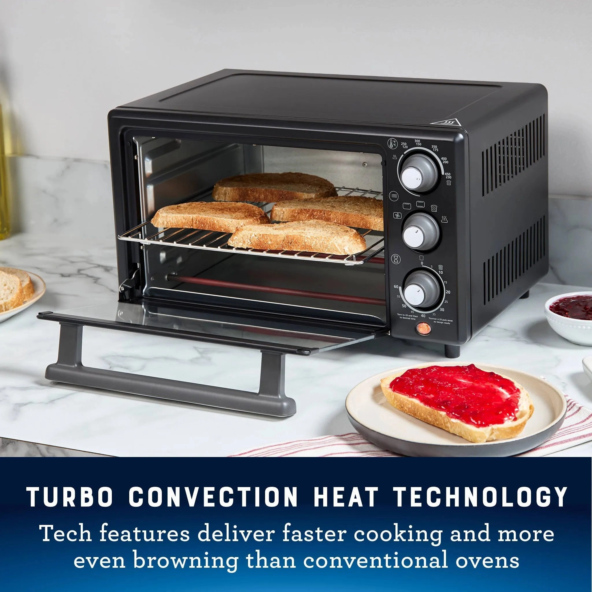 18-Quart Toaster Oven With Air Fry Matte Black: Convection, 1400W, Steel, Includes Broiler Pan & Air Fry Basket