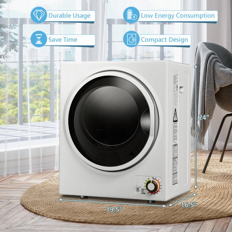1.5 Cu .Ft Clothes Dryer With With Stainless Steel Wall Mount-White