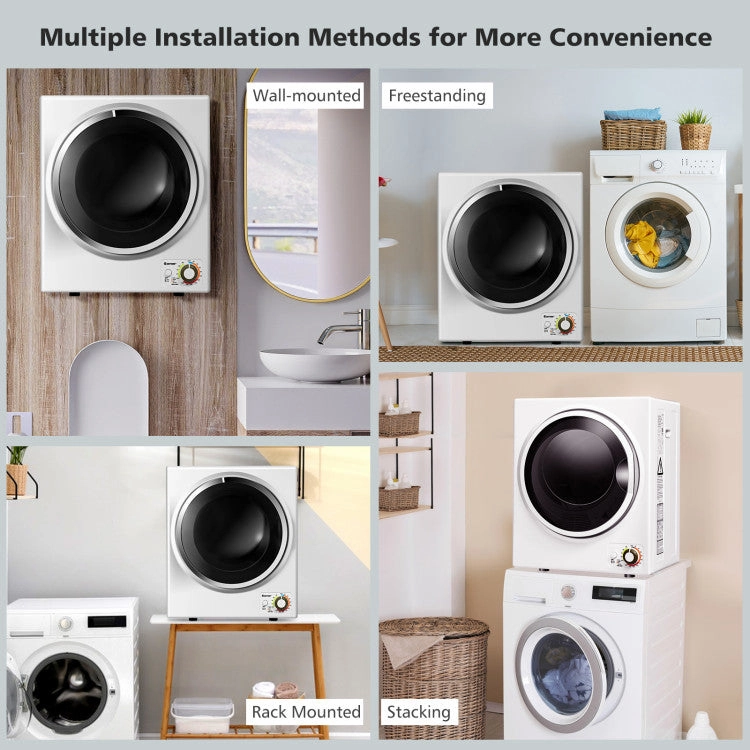 1.5 Cu .Ft Clothes Dryer With With Stainless Steel Wall Mount-White