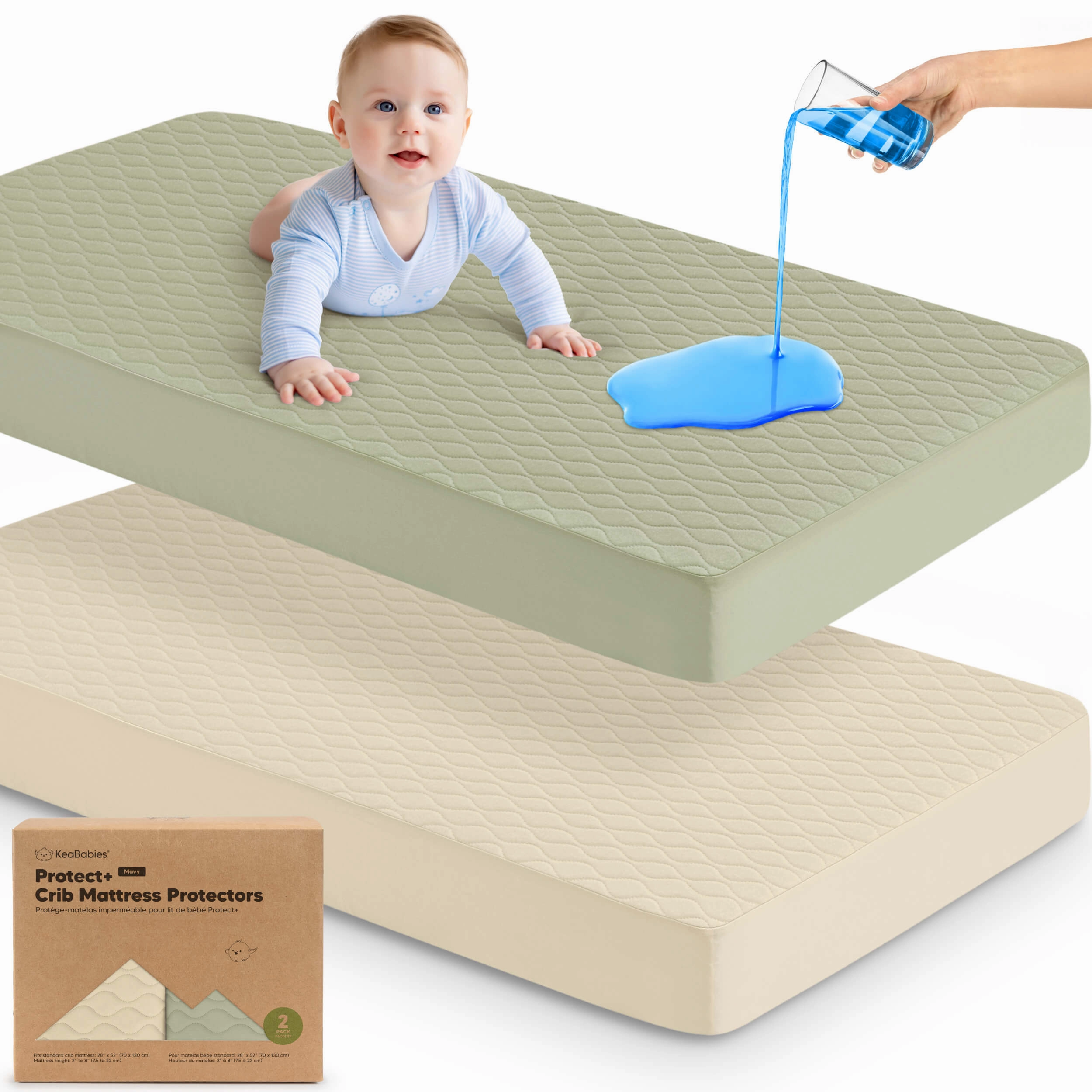 2-Pack Mavy Protect  Waterproof Crib Mattress Protector (Avocado)