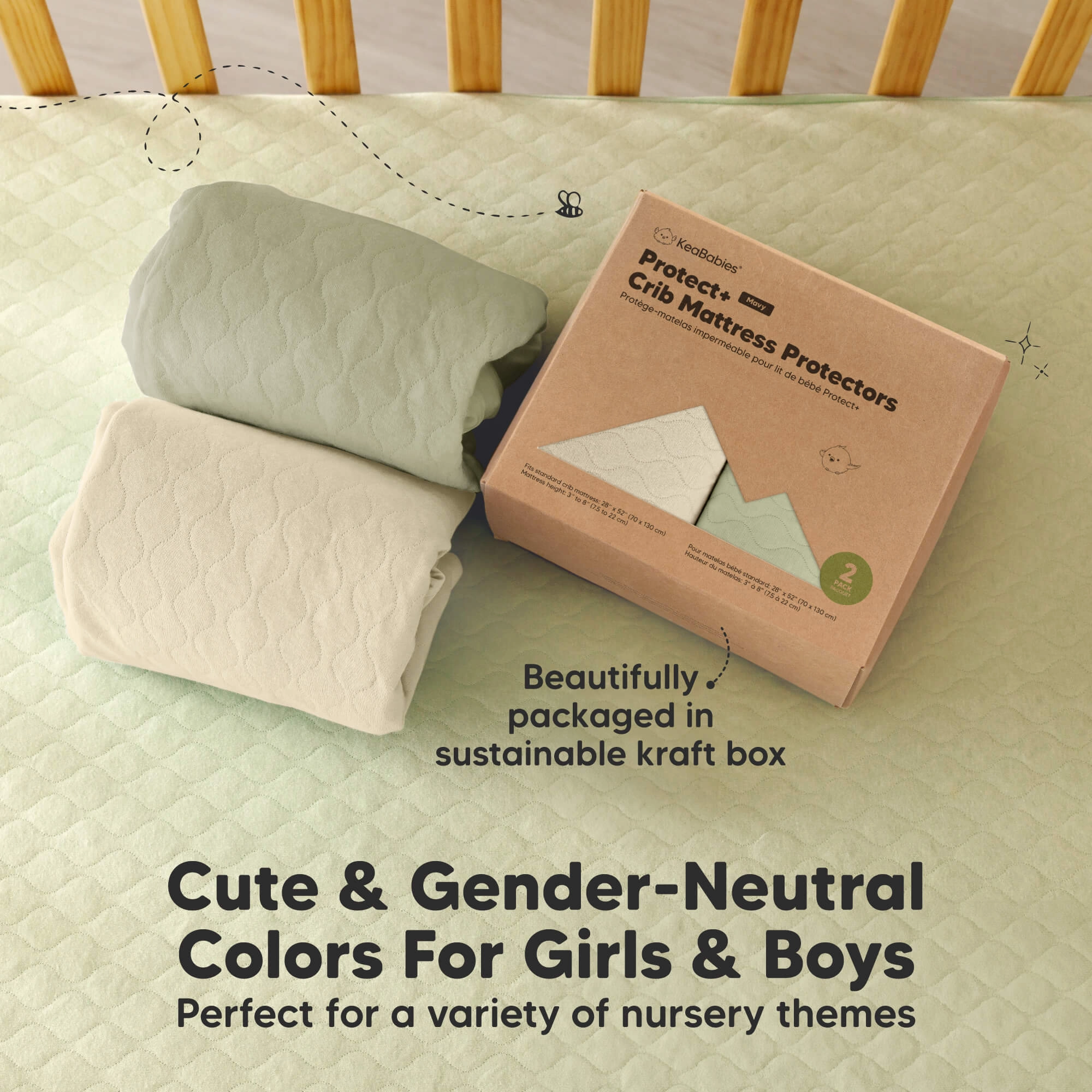 2-Pack Mavy Protect  Waterproof Crib Mattress Protector (Avocado)