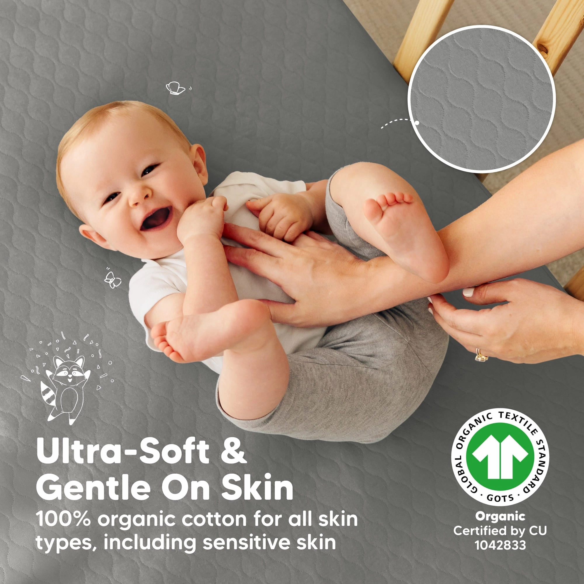 2-Pack Mavy Protect  Waterproof Crib Mattress Protector (Granite)