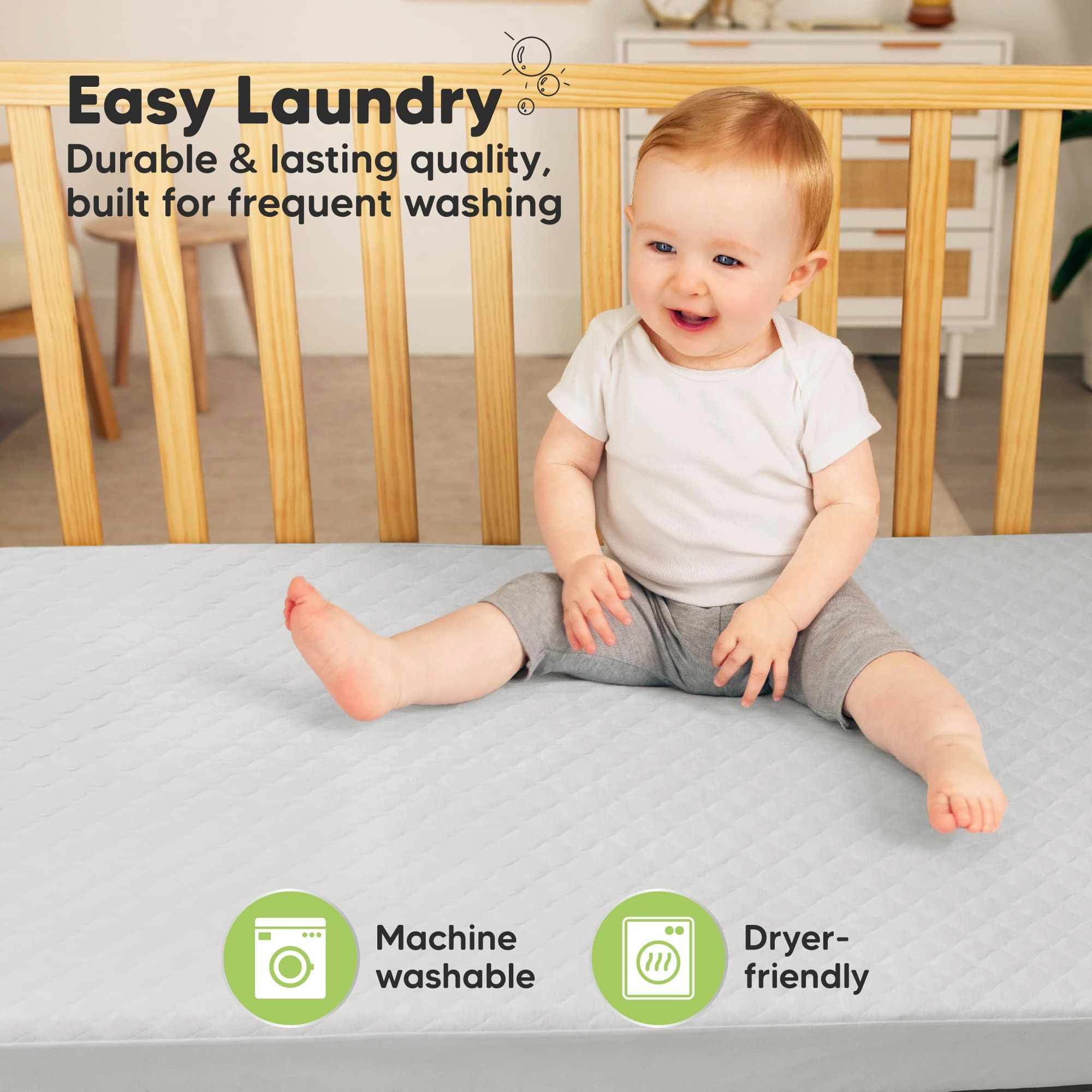 2-Pack Mavy Protect  Waterproof Crib Mattress Protector (Pearl Gray)