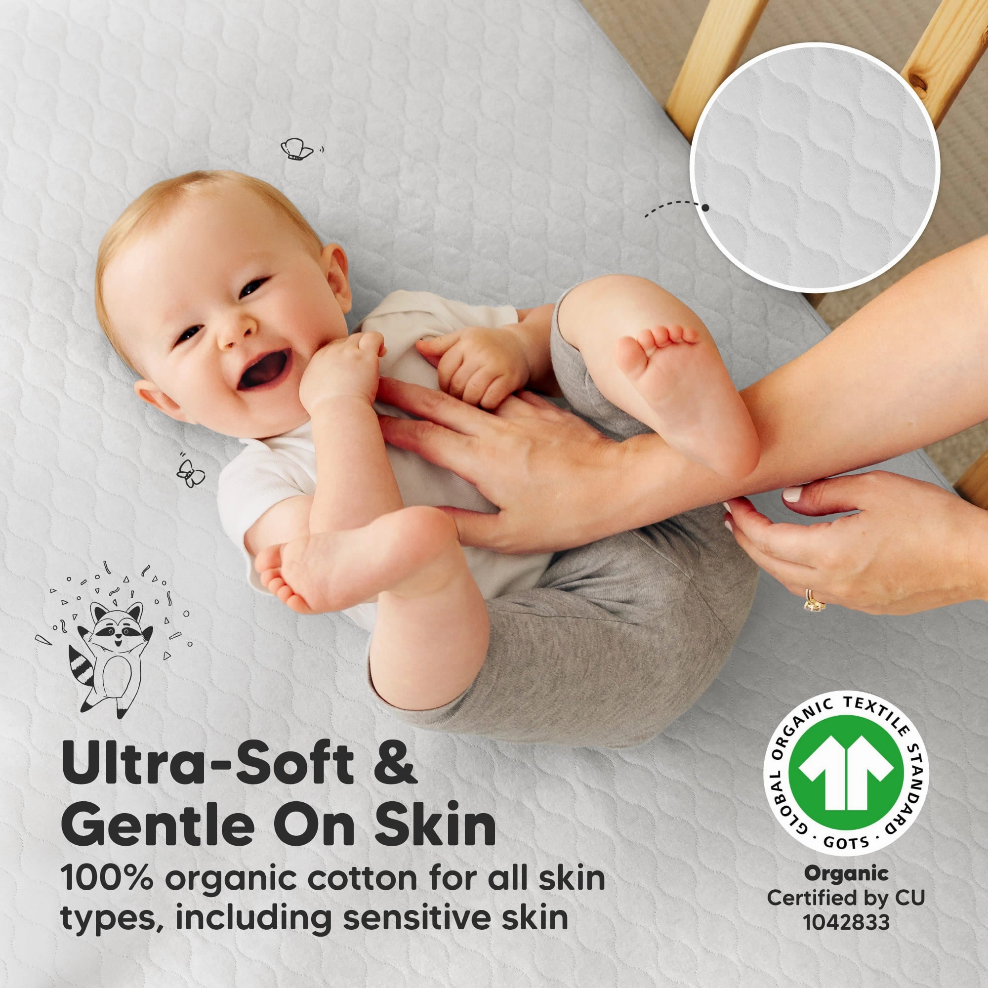 2-Pack Mavy Protect  Waterproof Crib Mattress Protector (Pearl Gray)