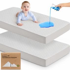 2-Pack Mavy Protect  Waterproof Crib Mattress Protector (Pearl Gray)