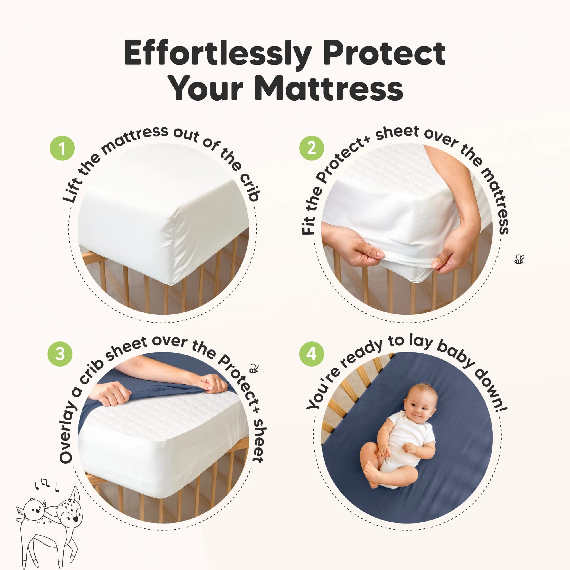 2-Pack Mavy Protect  Waterproof Crib Mattress Protector (Pearl Gray)