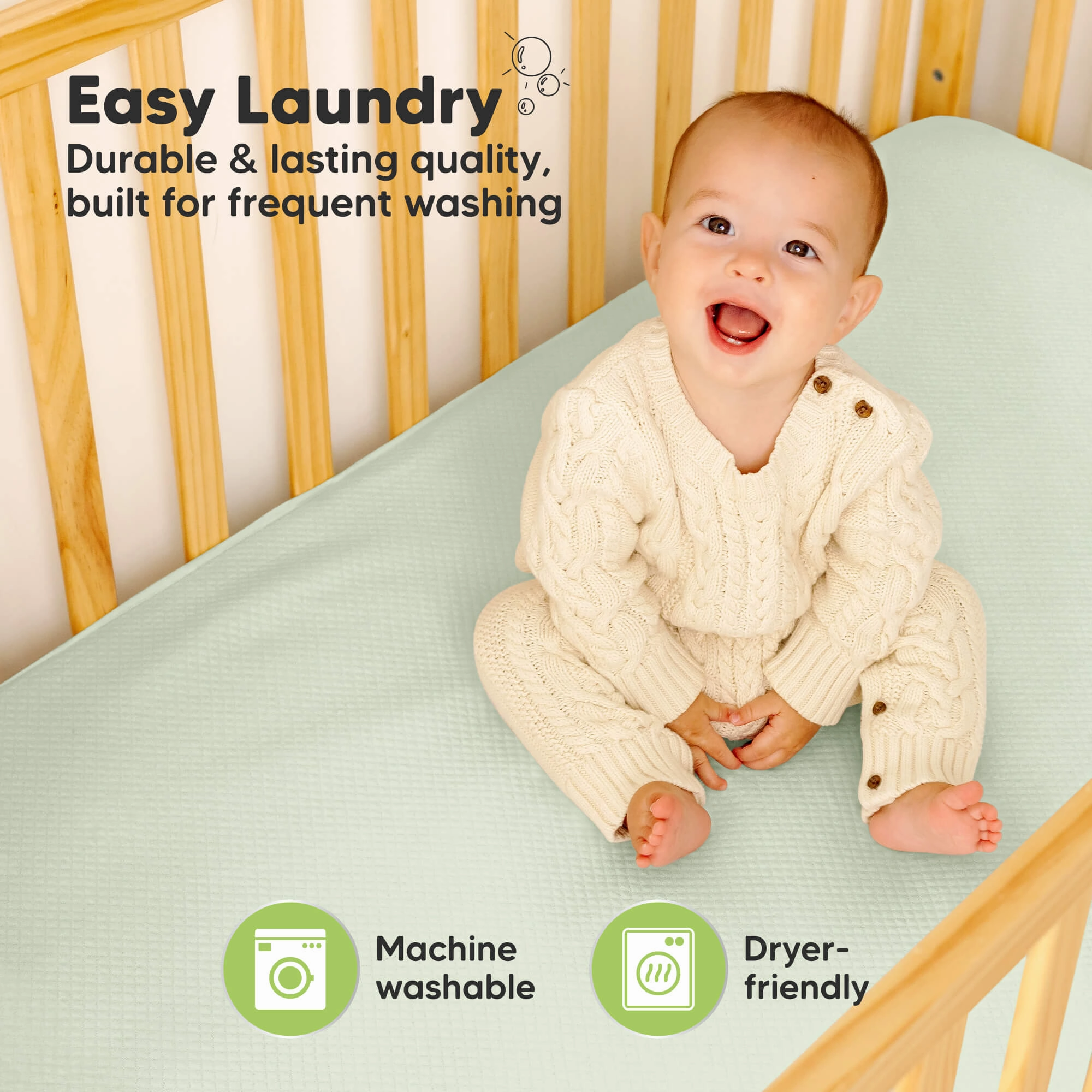 2-Pack Quin Protect  Waterproof Crib Mattress Protector (Aloe)