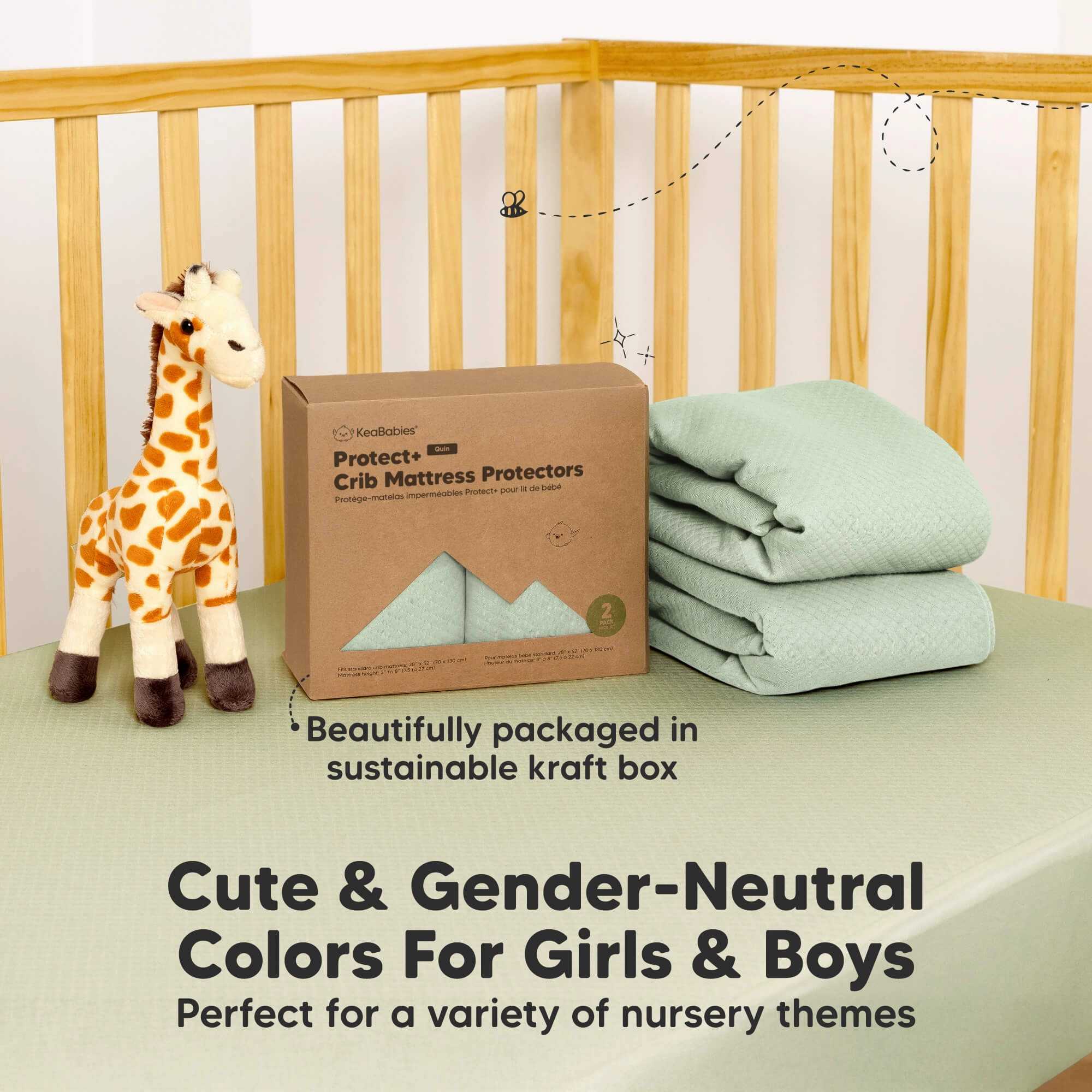 2-Pack Quin Protect  Waterproof Crib Mattress Protector (Aloe)