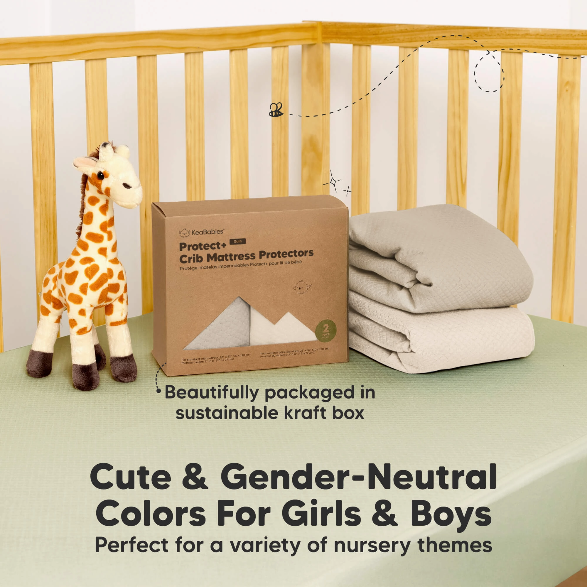 2-Pack Quin Protect  Waterproof Crib Mattress Protector (Ecru)