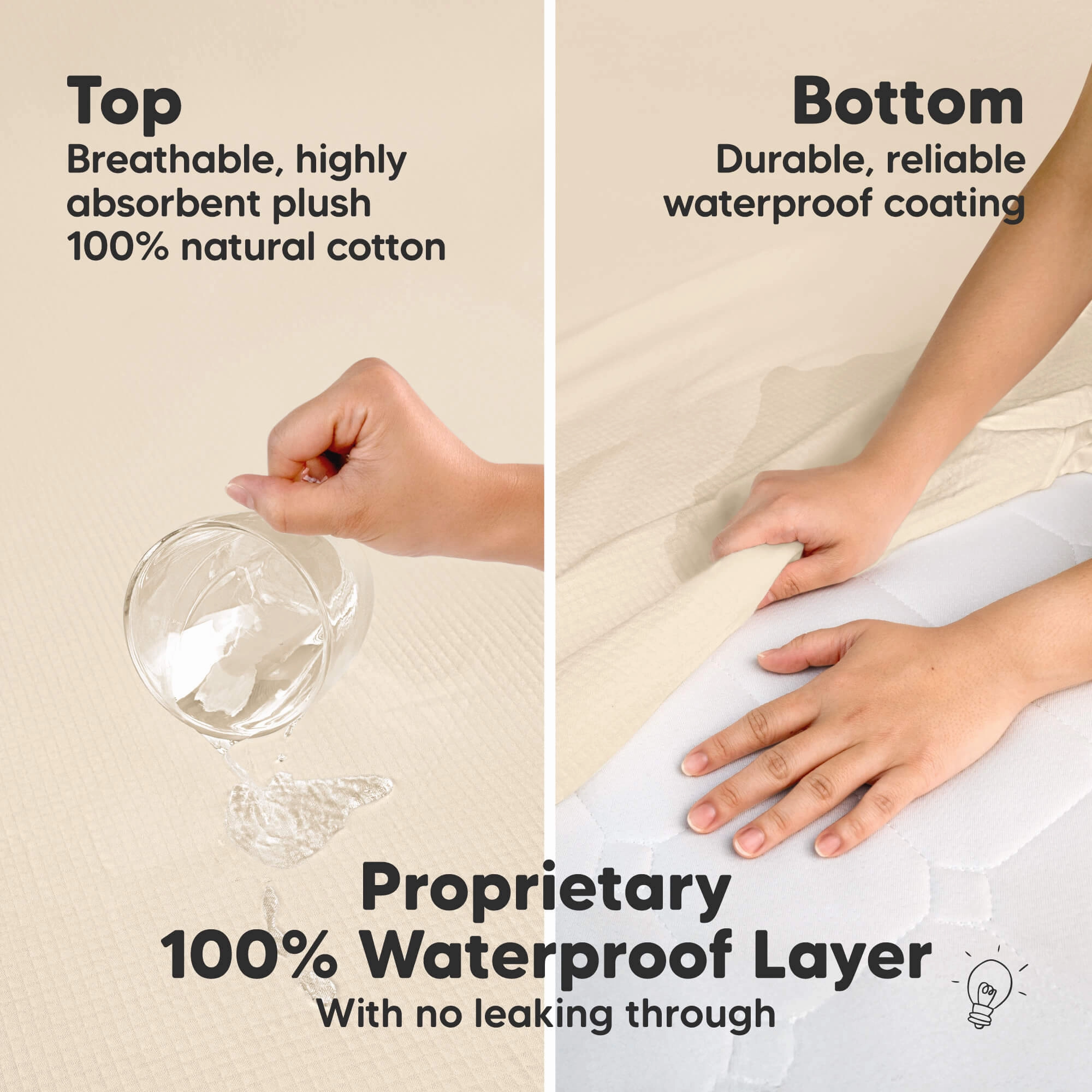 2-Pack Quin Protect  Waterproof Crib Mattress Protector (Ecru)