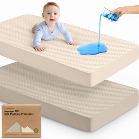 2-Pack Quin Protect  Waterproof Crib Mattress Protector (Ecru)