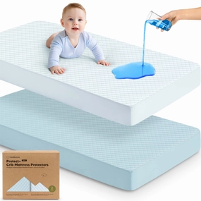 2-Pack Quin Protect  Waterproof Crib Mattress Protector (Glacier)