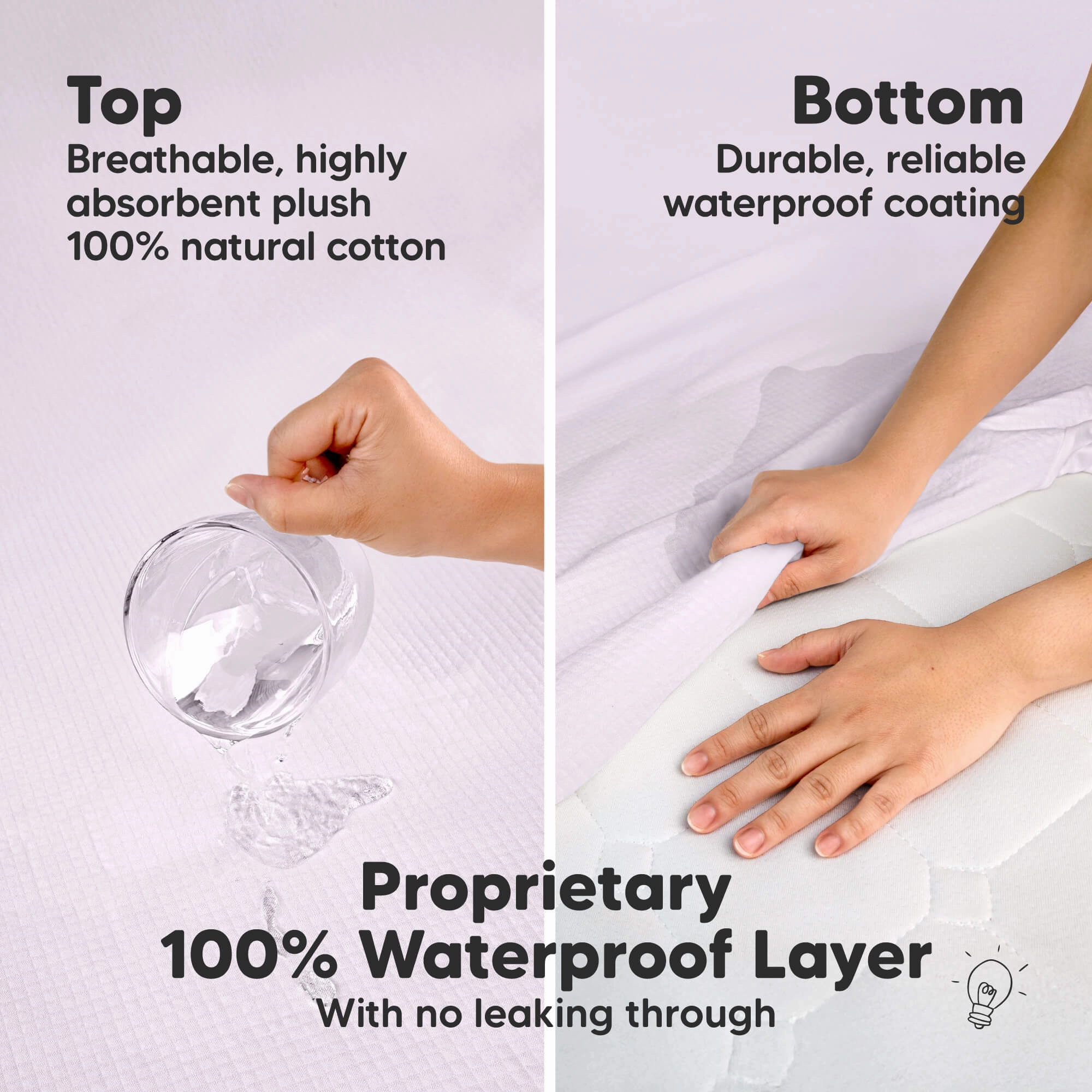 2-Pack Quin Protect  Waterproof Crib Mattress Protector (Lilac)
