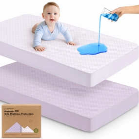2-Pack Quin Protect  Waterproof Crib Mattress Protector (Lilac)