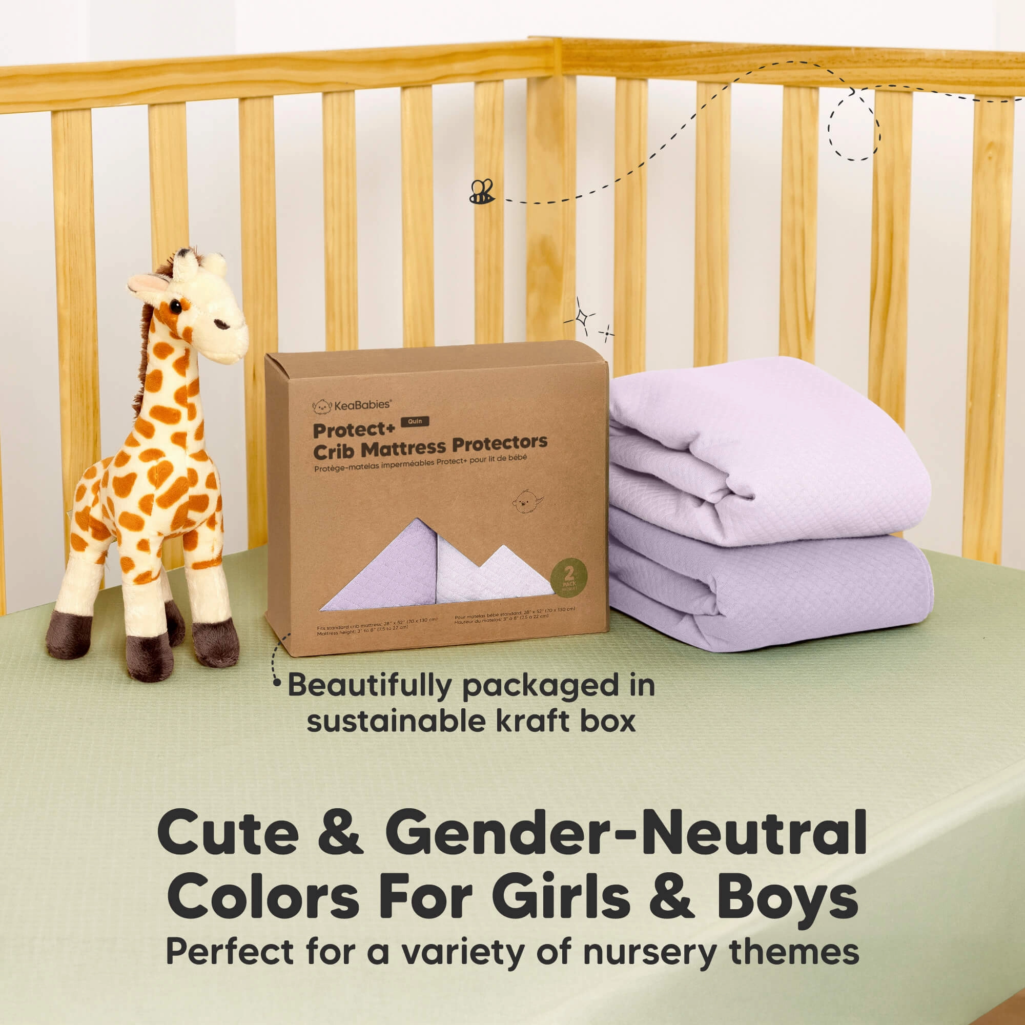2-Pack Quin Protect  Waterproof Crib Mattress Protector (Lilac)