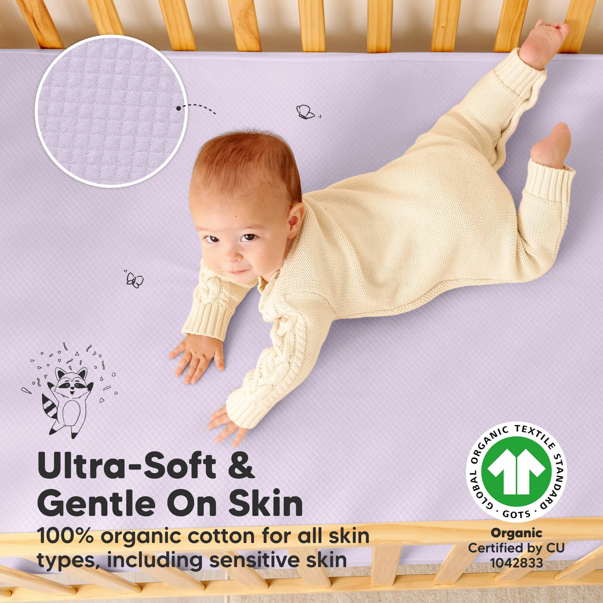 2-Pack Quin Protect  Waterproof Crib Mattress Protector (Lilac)