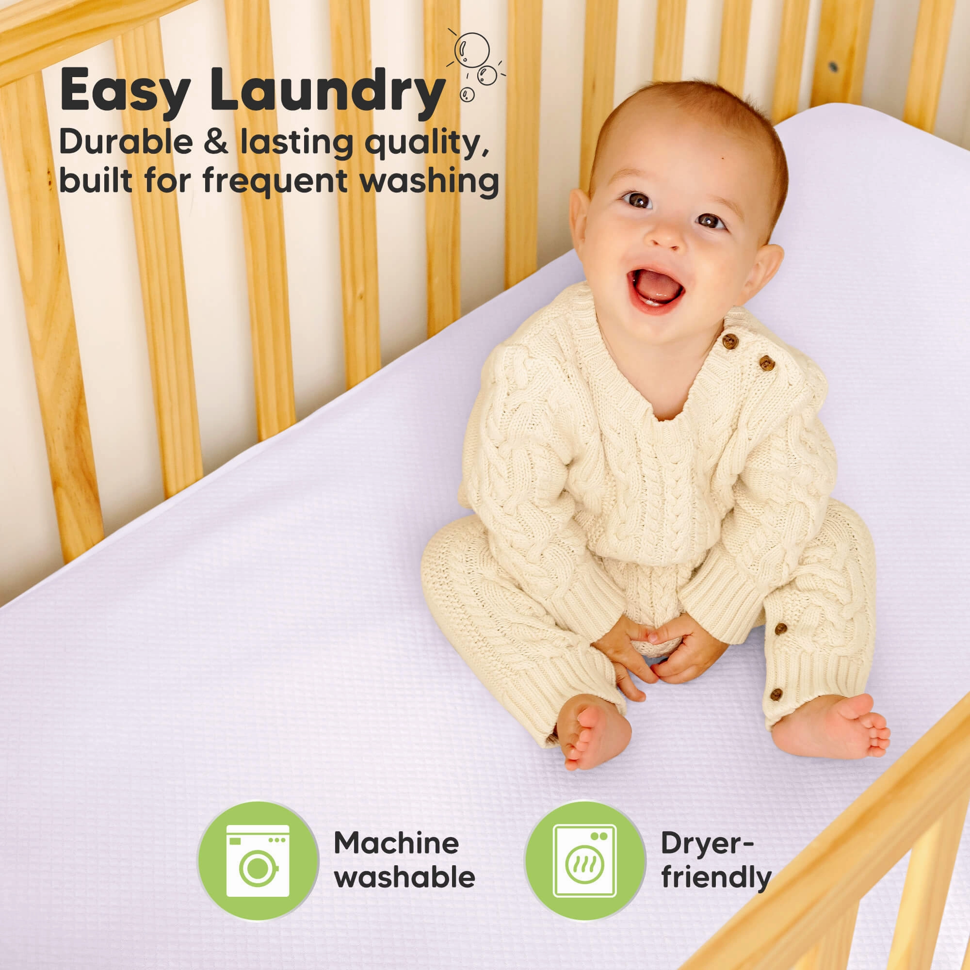 2-Pack Quin Protect  Waterproof Crib Mattress Protector (Lilac)