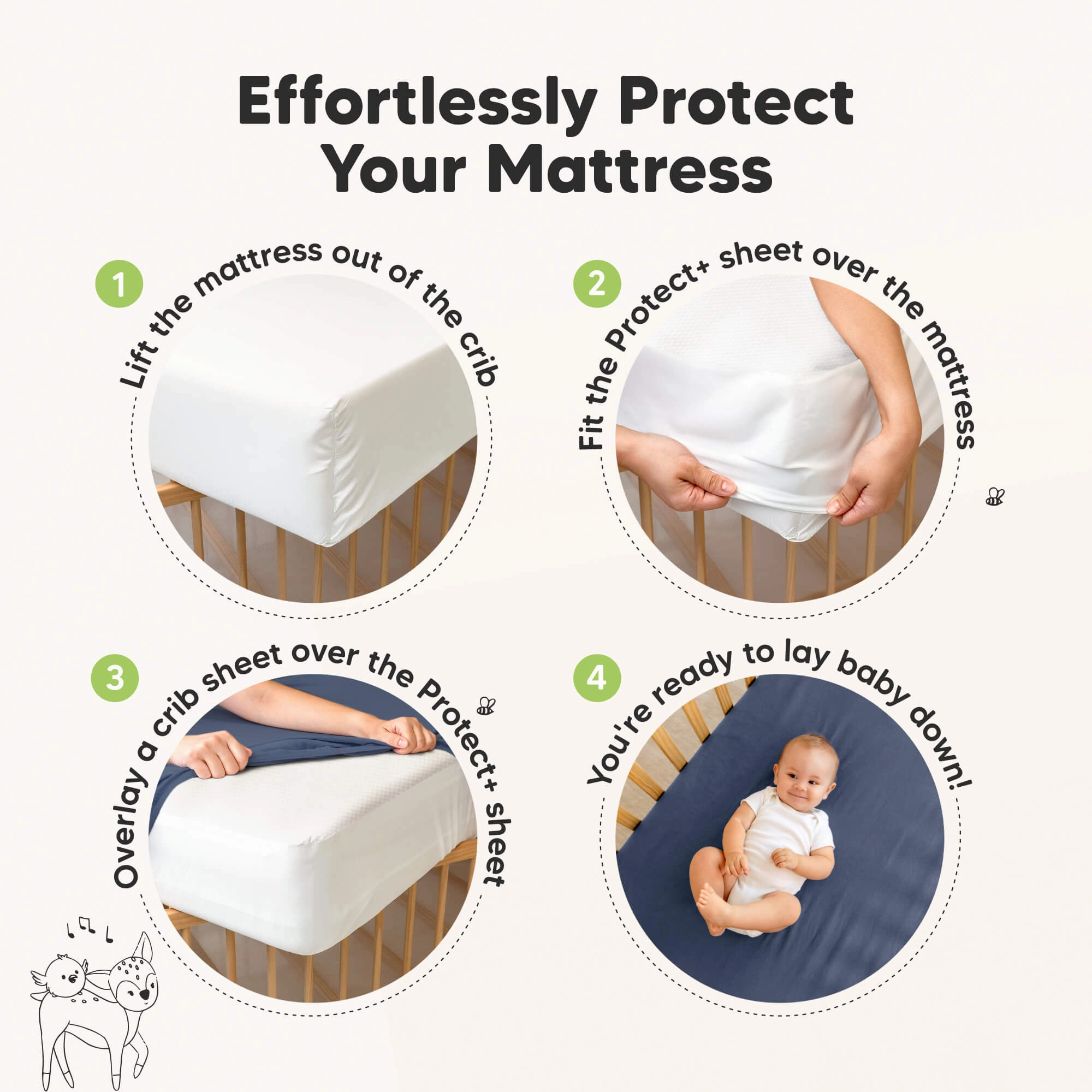 2-Pack Quin Protect  Waterproof Crib Mattress Protector (Mist Rose)