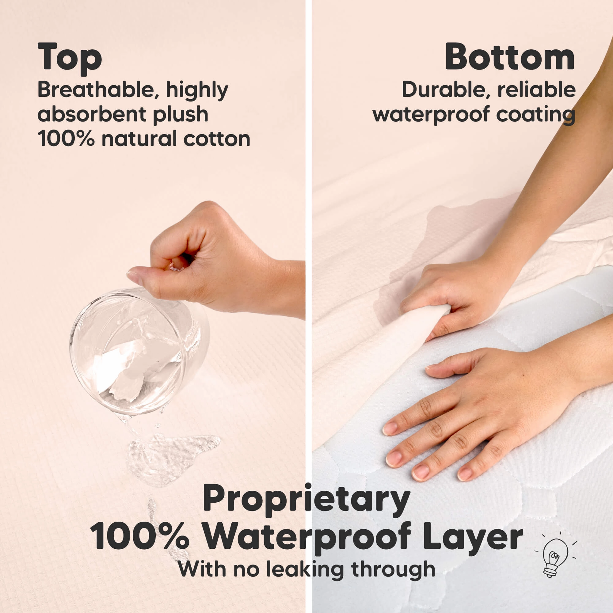 2-Pack Quin Protect  Waterproof Crib Mattress Protector (Mist Rose)