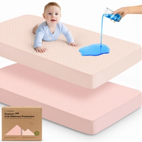 2-Pack Quin Protect  Waterproof Crib Mattress Protector (Mist Rose)