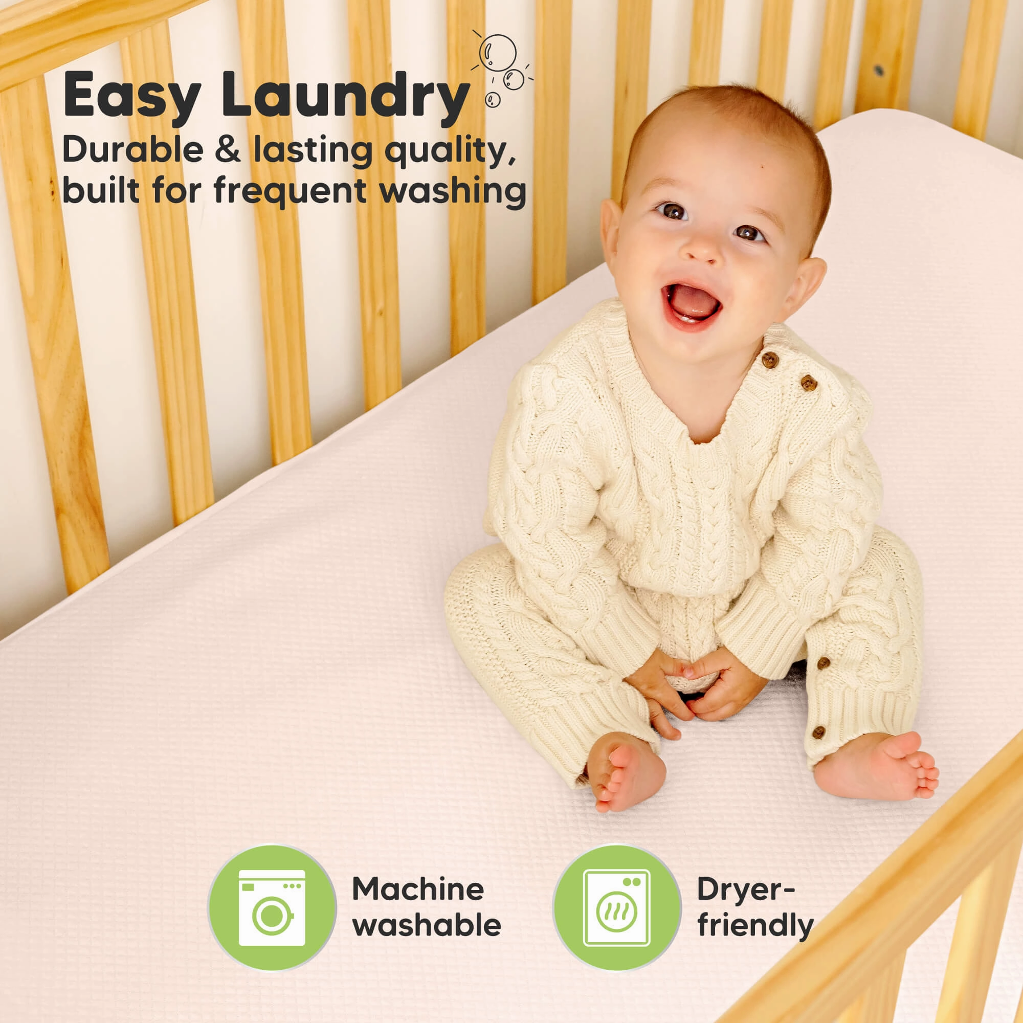 2-Pack Quin Protect  Waterproof Crib Mattress Protector (Mist Rose)