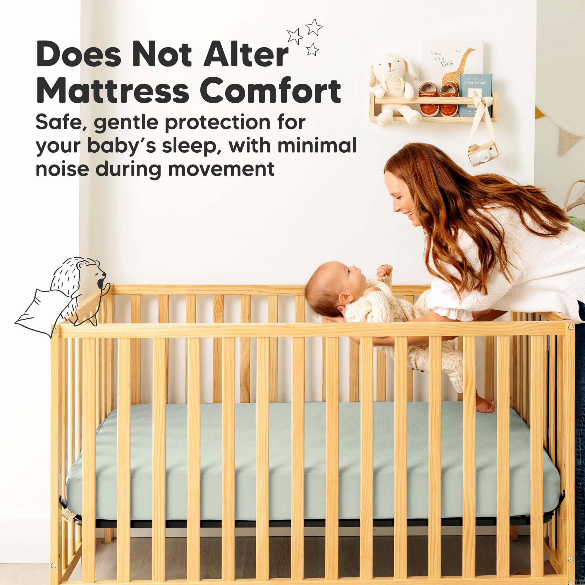 2-Pack Quin Protect  Waterproof Crib Mattress Protector (Soft Fern)