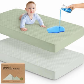 2-Pack Quin Protect  Waterproof Crib Mattress Protector (Soft Fern)