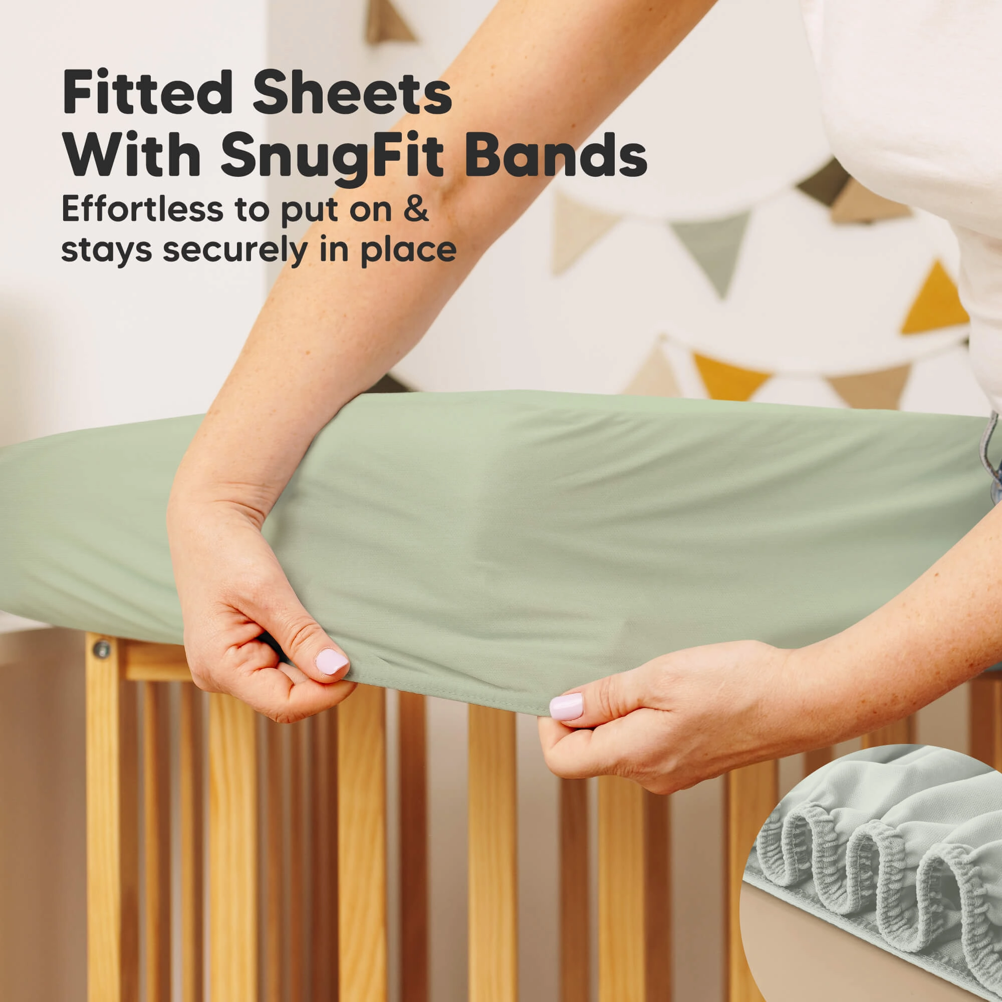 2-Pack Quin Protect  Waterproof Crib Mattress Protector (Soft Fern)