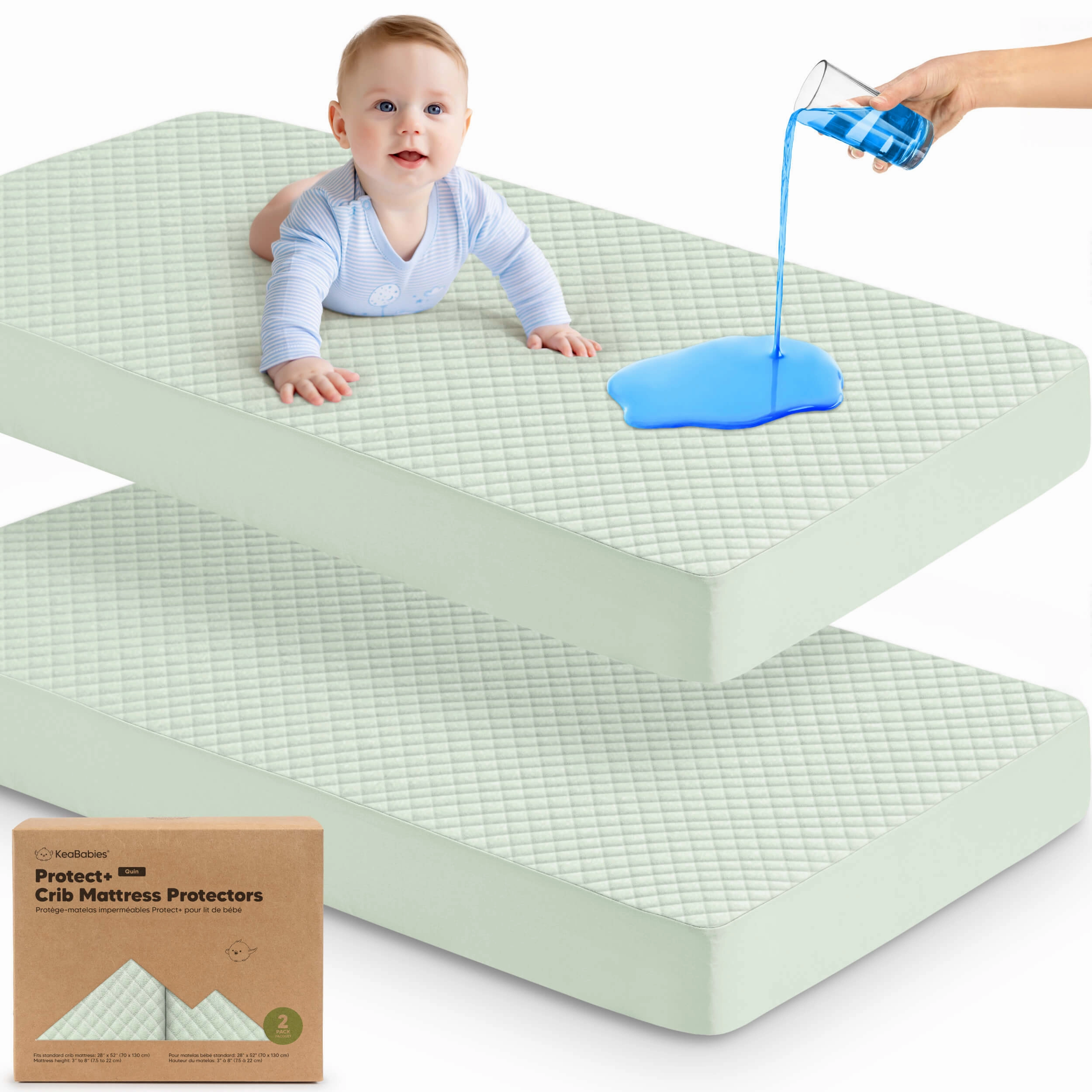 2-Pack Quin Protect  Waterproof Crib Mattress Protector