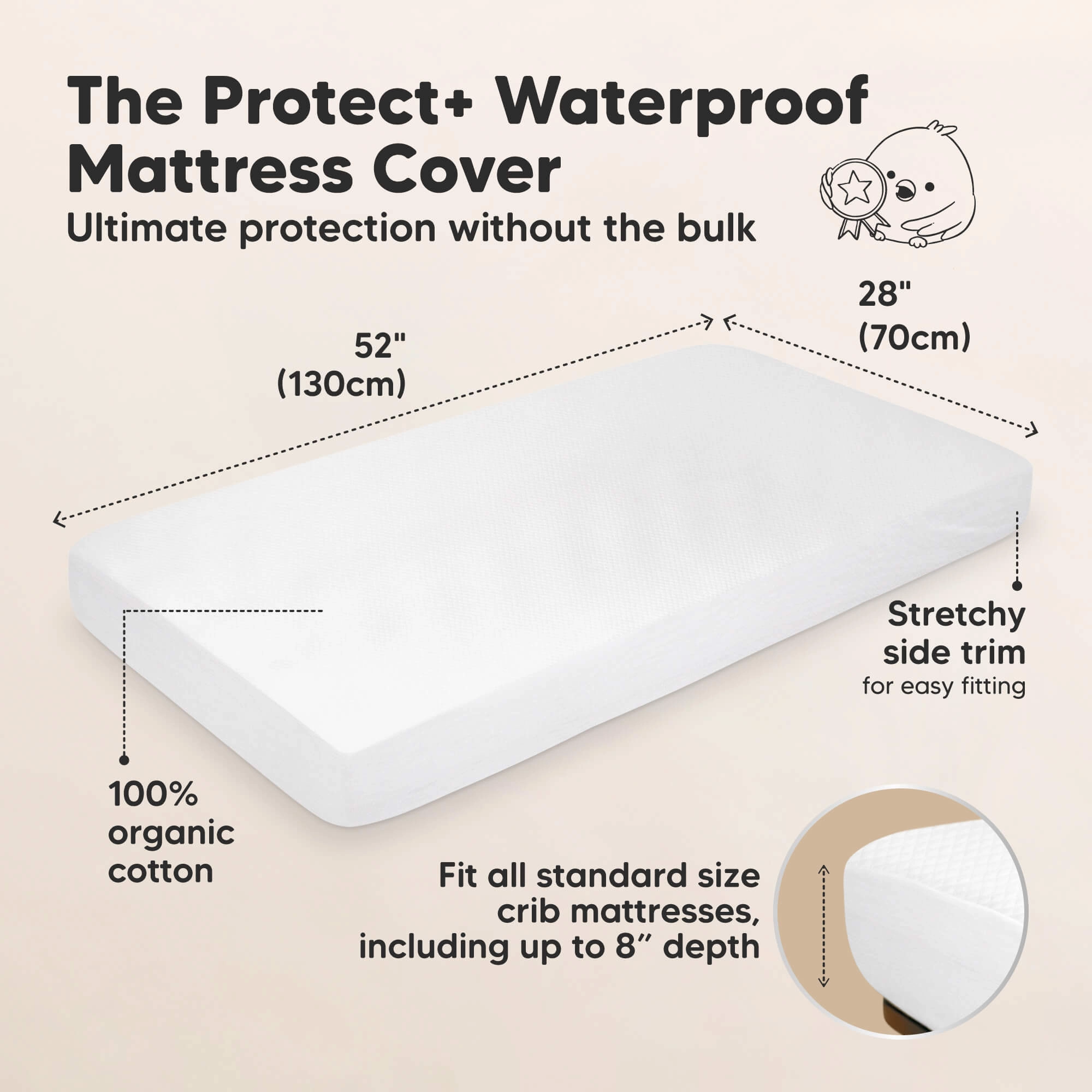 2-Pack Quin Protect  Waterproof Crib Mattress Protector