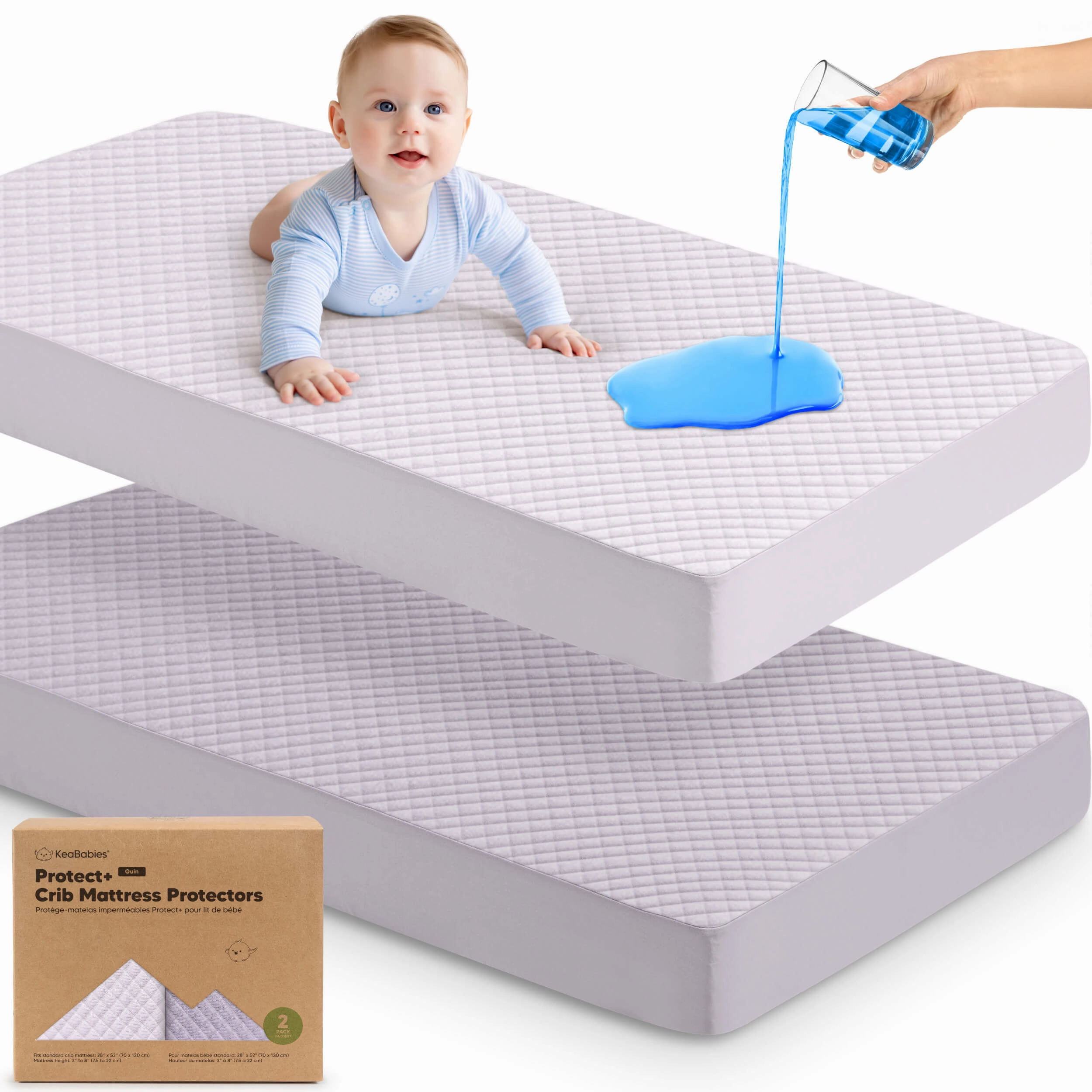 2-Pack Quin Protect  Waterproof Crib Mattress Protector