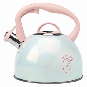 2Qt Tea Kettle White w Paris Signature Iridescent - White
