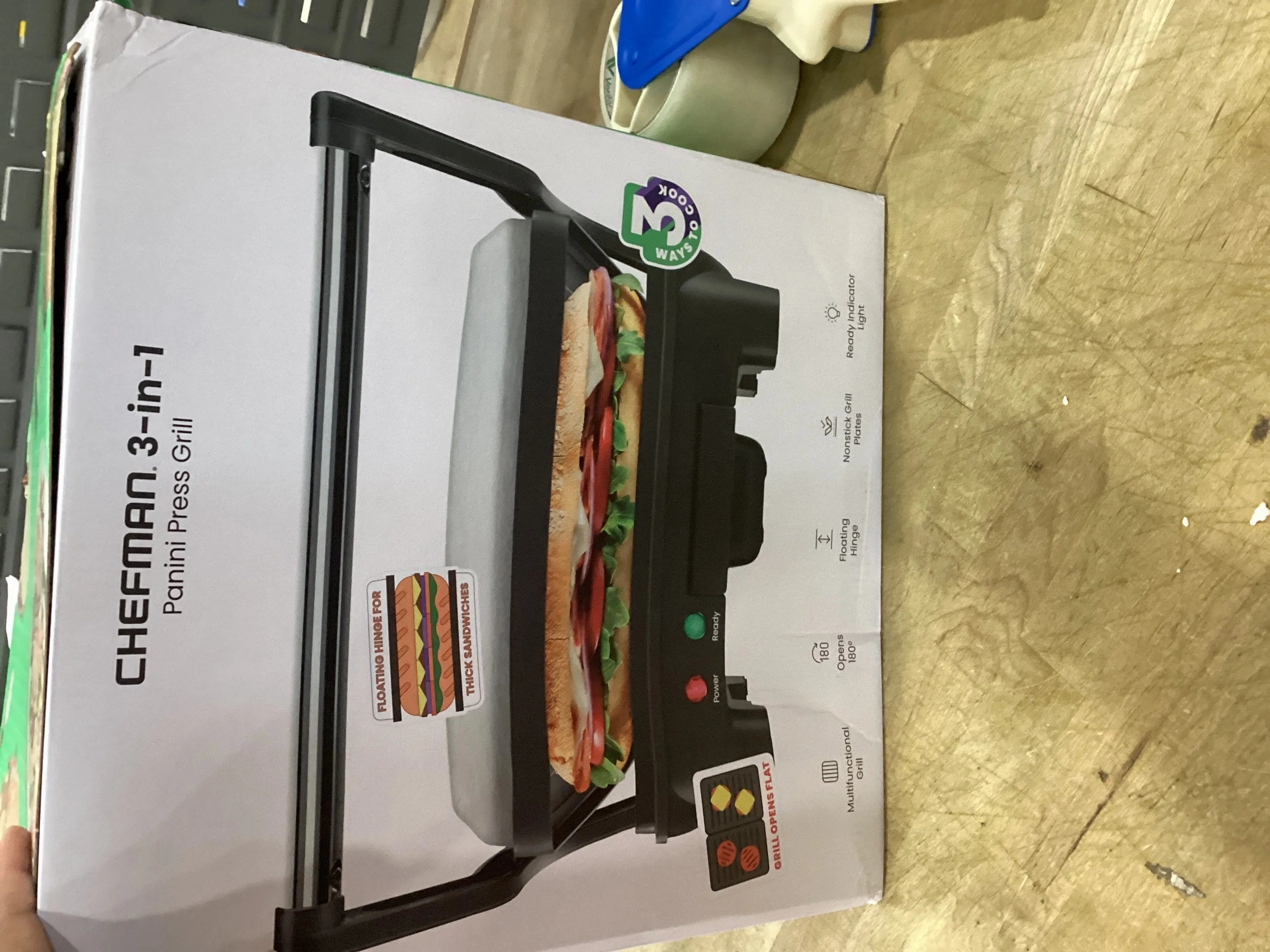 3-in-1 Nonstick Electric Panini Press & Grill
