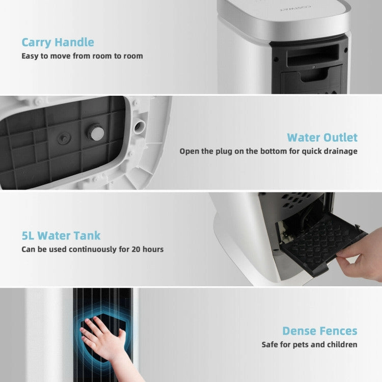 3-in-1 Portable Evaporative Air Cooler With Timer-White