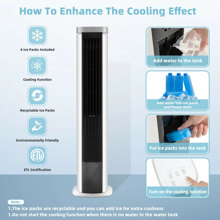 3-in-1 Portable Evaporative Air Cooler With Timer-White