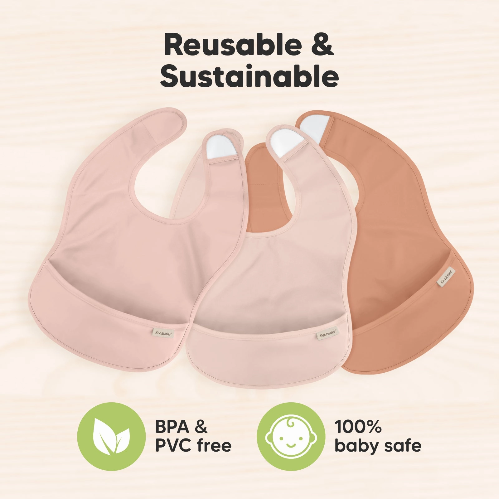 3-Pack Presto Waterproof Bibs (Fawn)