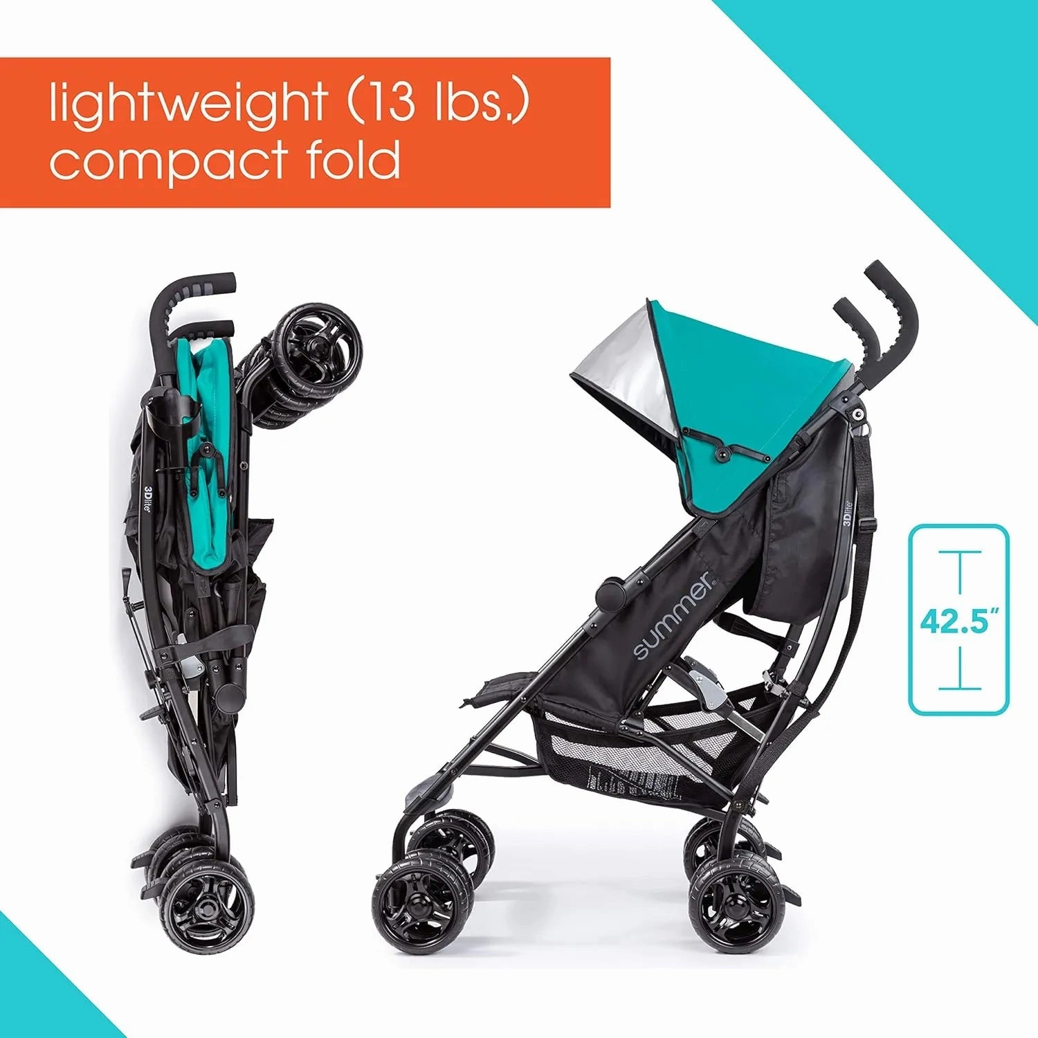 3D Lite Convenience Baby Stroller - Teal