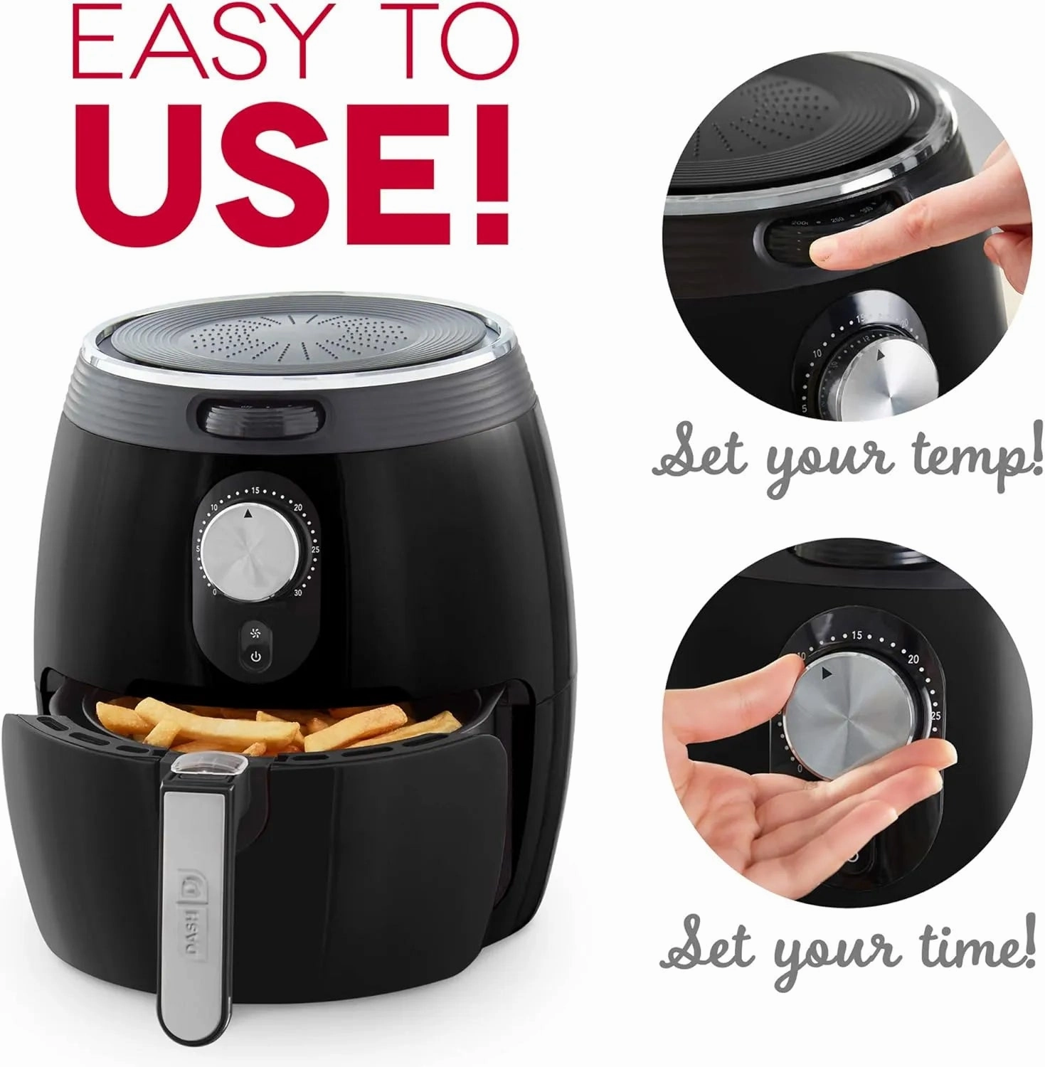 3qt Deluxe Air Fryer - Black