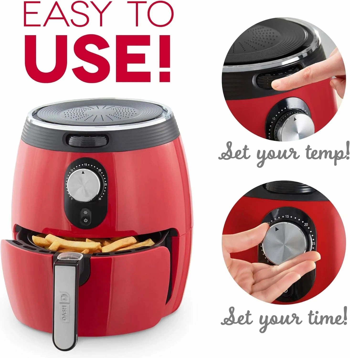 3qt Deluxe Air Fryer - Red